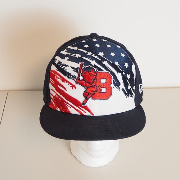 Buffalo Bisons New Era Red White Blue Patriotic Hat Fitted 7 1/8 Stars & Stripes - Picture 1 of 8